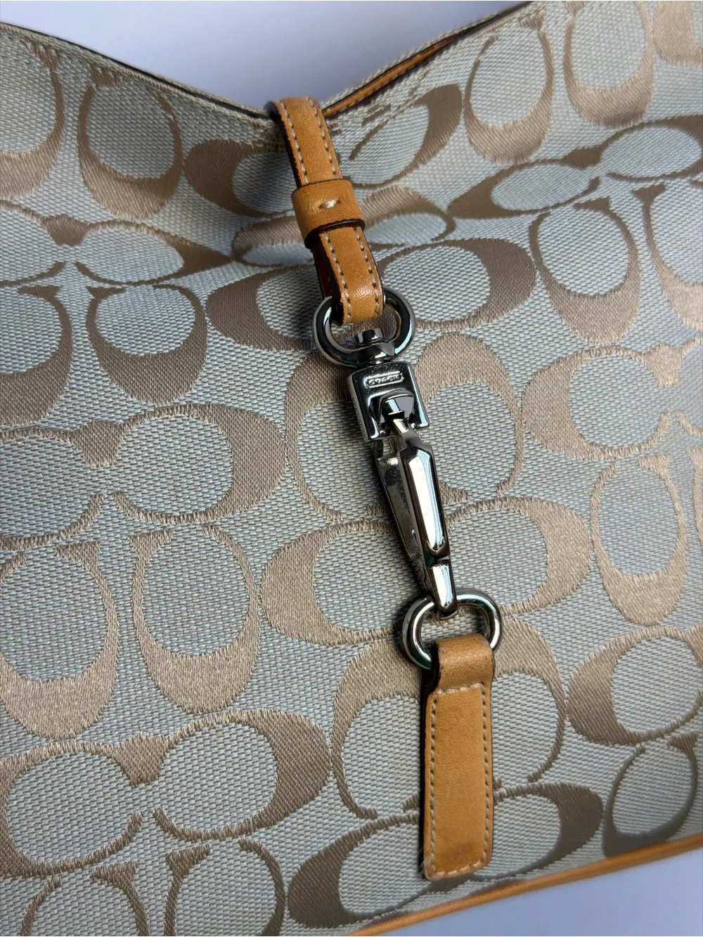 Coach Y2K Hampton Clip Signature Blue/Tan Hobo Shoulder Bag